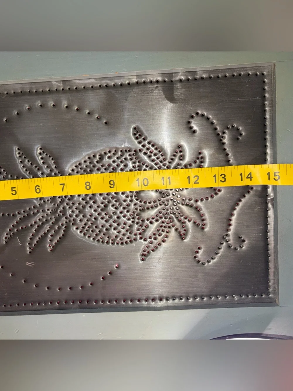 Punched Tin Pineapple Wall Art in Sage Green Frame